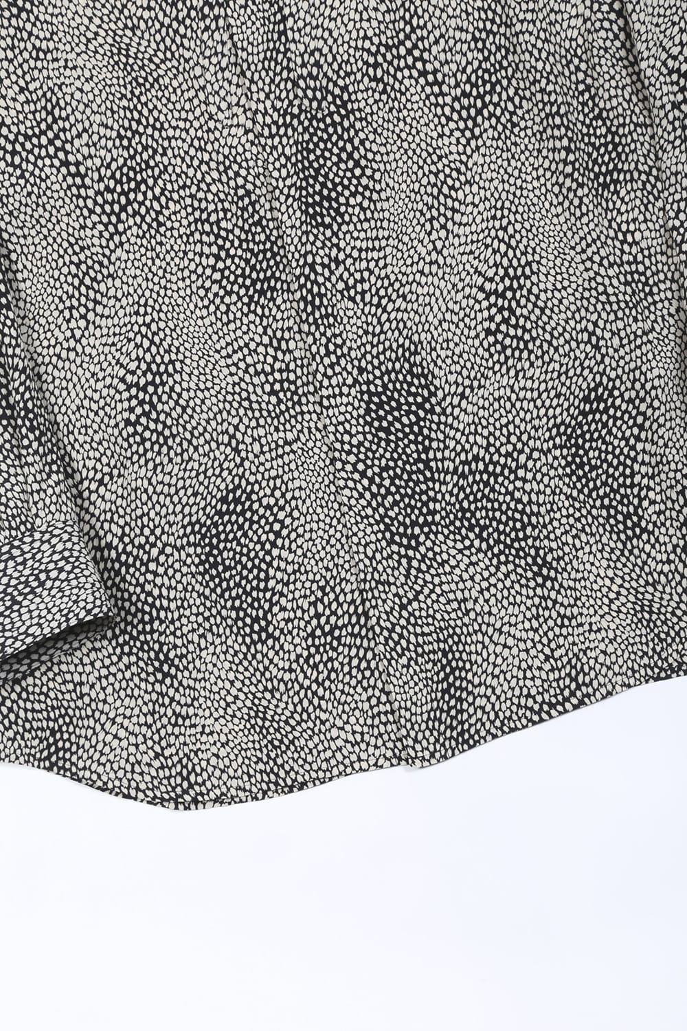 Decin Leopard Print Regular Shirt With Ribbon Black x Cream