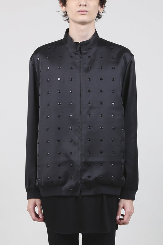 T/R Satin Studs Zip Up Blouson Black