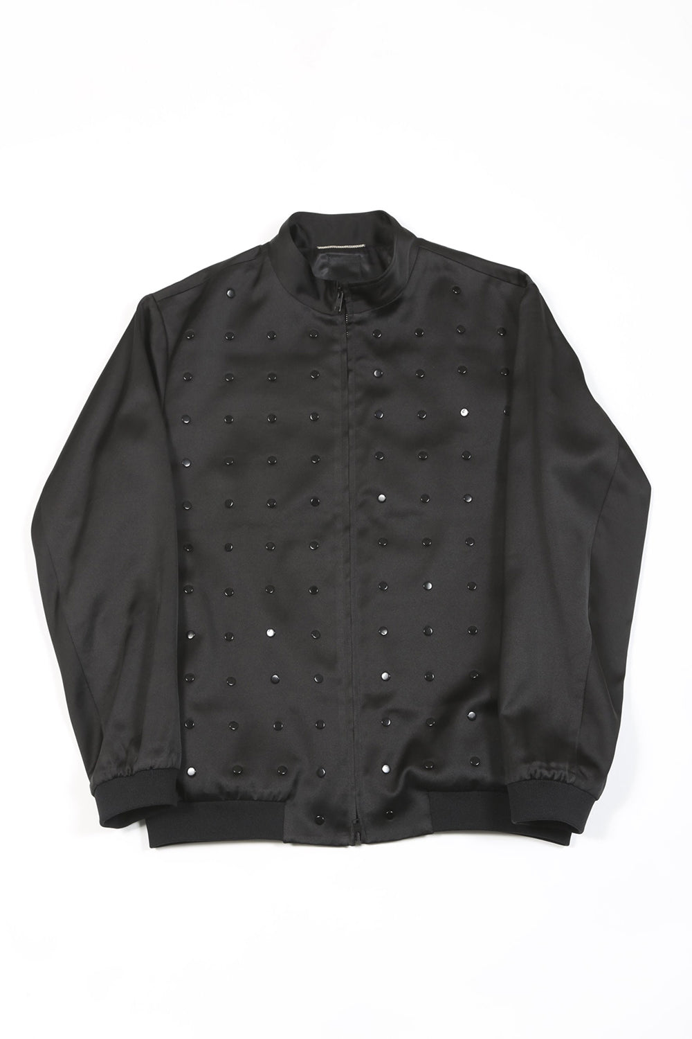 T/R Satin Studs Zip Up Blouson Black