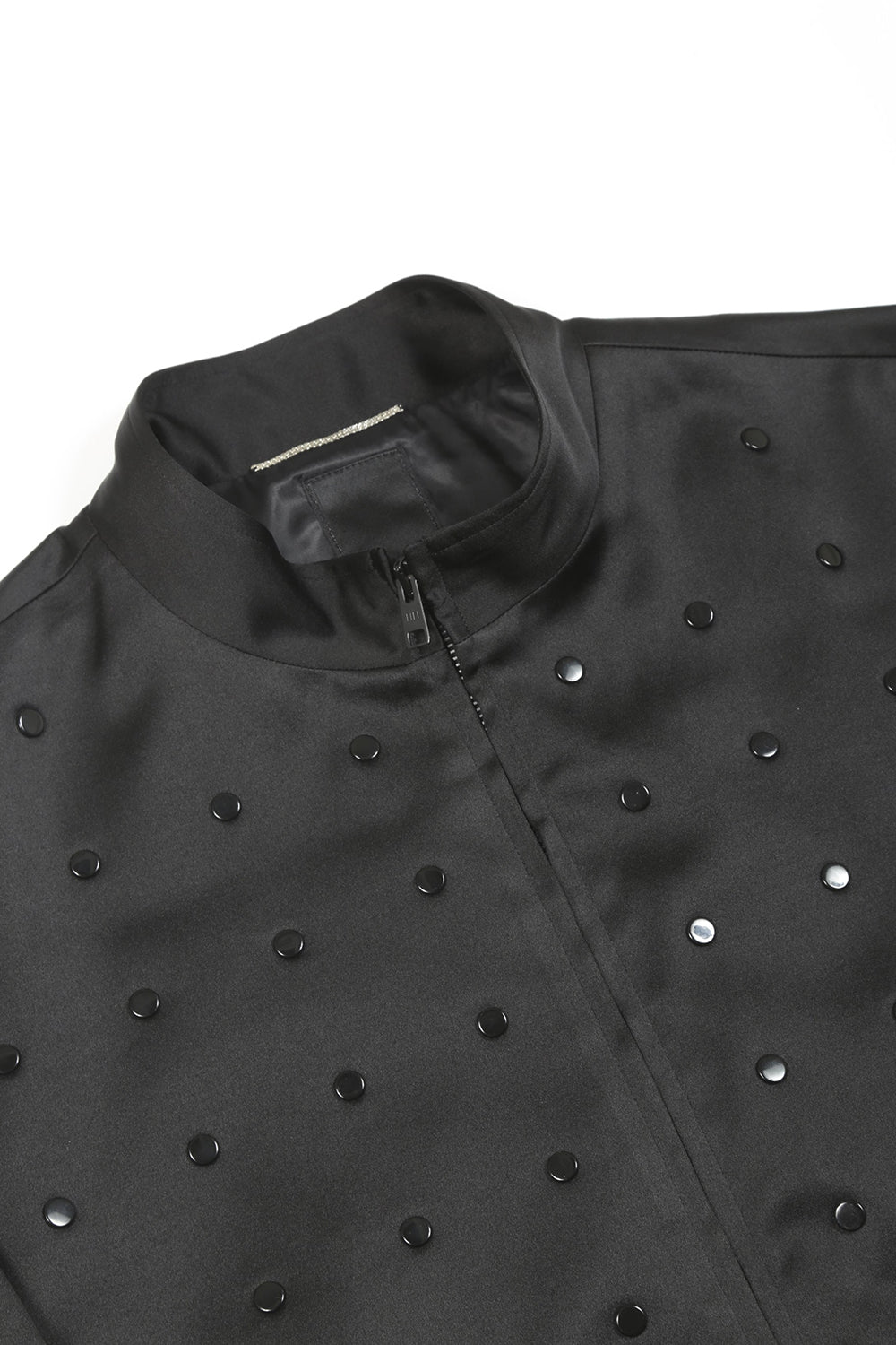 T/R Satin Studs Zip Up Blouson Black