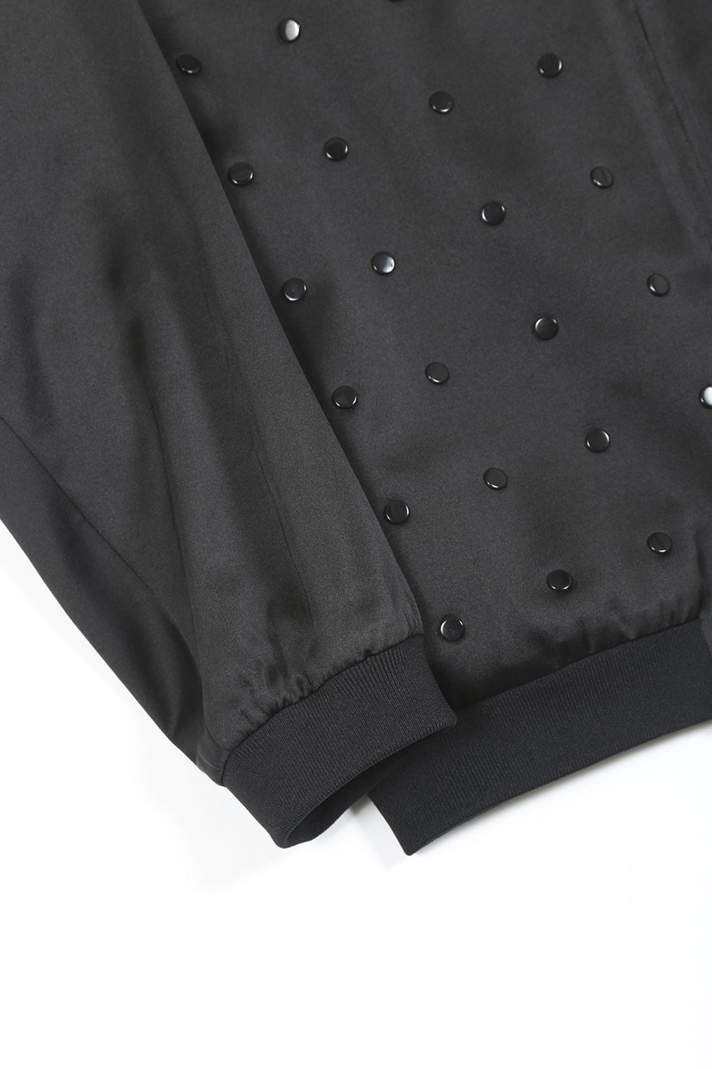 T/R Satin Studs Zip Up Blouson Black