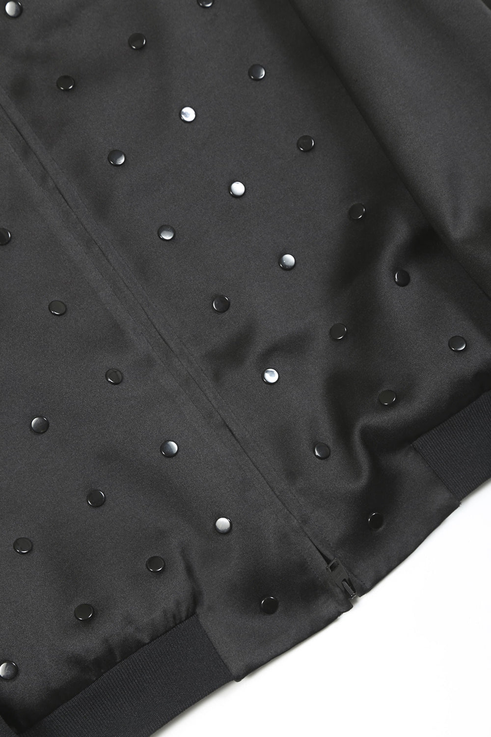 T/R Satin Studs Zip Up Blouson Black