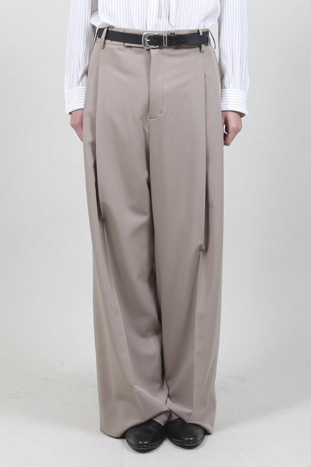 T/R Dry gabardine Stretch Tuck Wide pants Beige