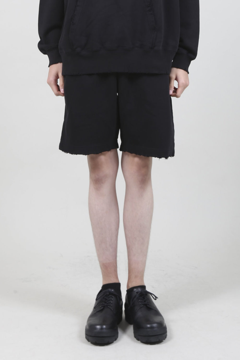 Middle Fleece Damage Sweat Shorts Black