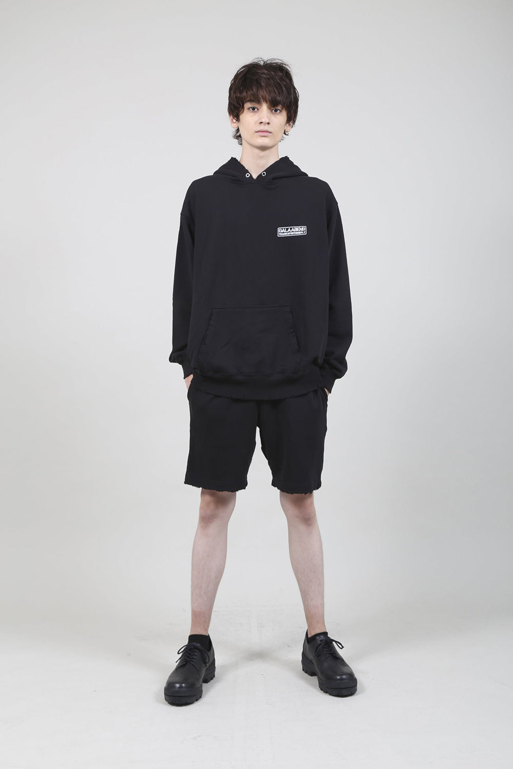 Middle Fleece Damage Sweat Shorts Black