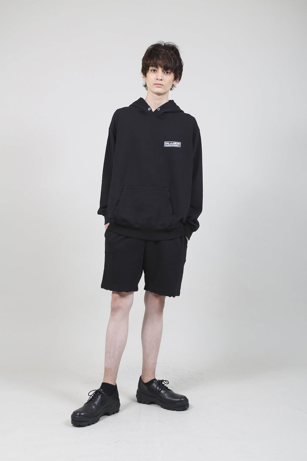 Middle Fleece Damage Sweat Shorts Black