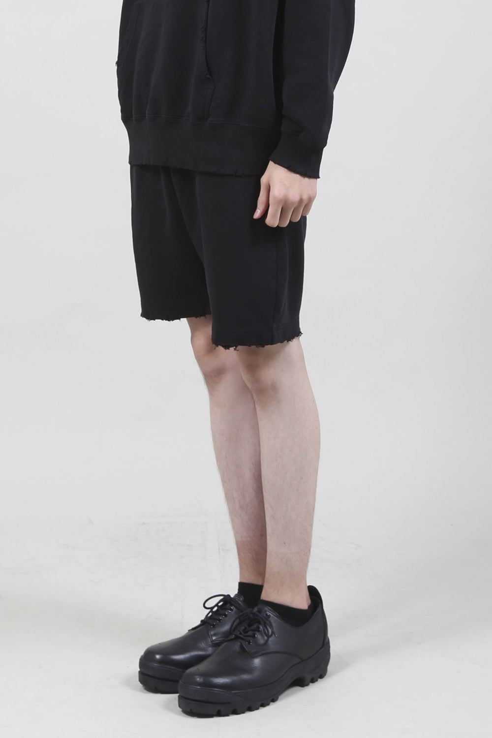Middle Fleece Damage Sweat Shorts Black