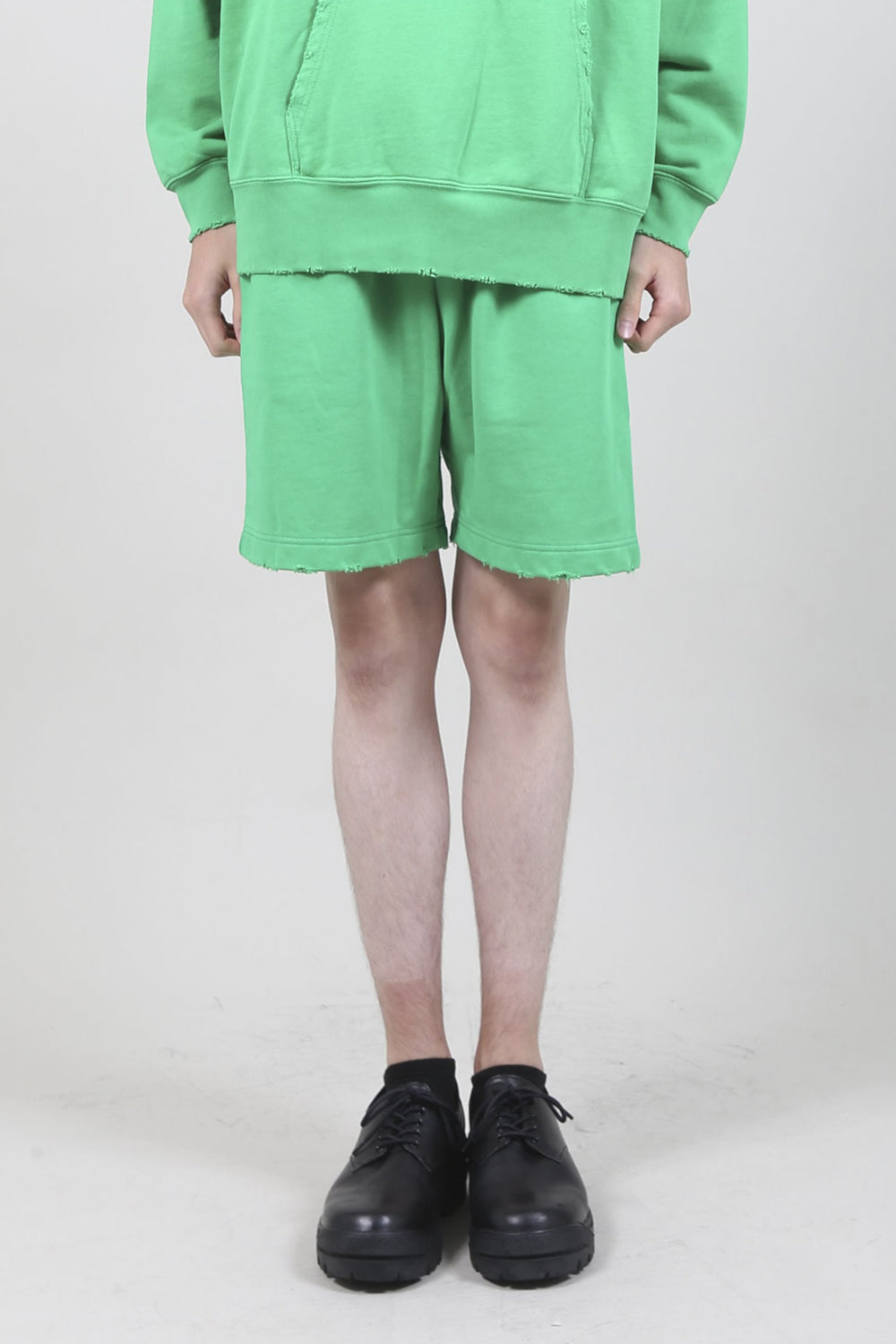 ミドル裏毛 ダメージ スウェット ショーツ ブライト グリーン