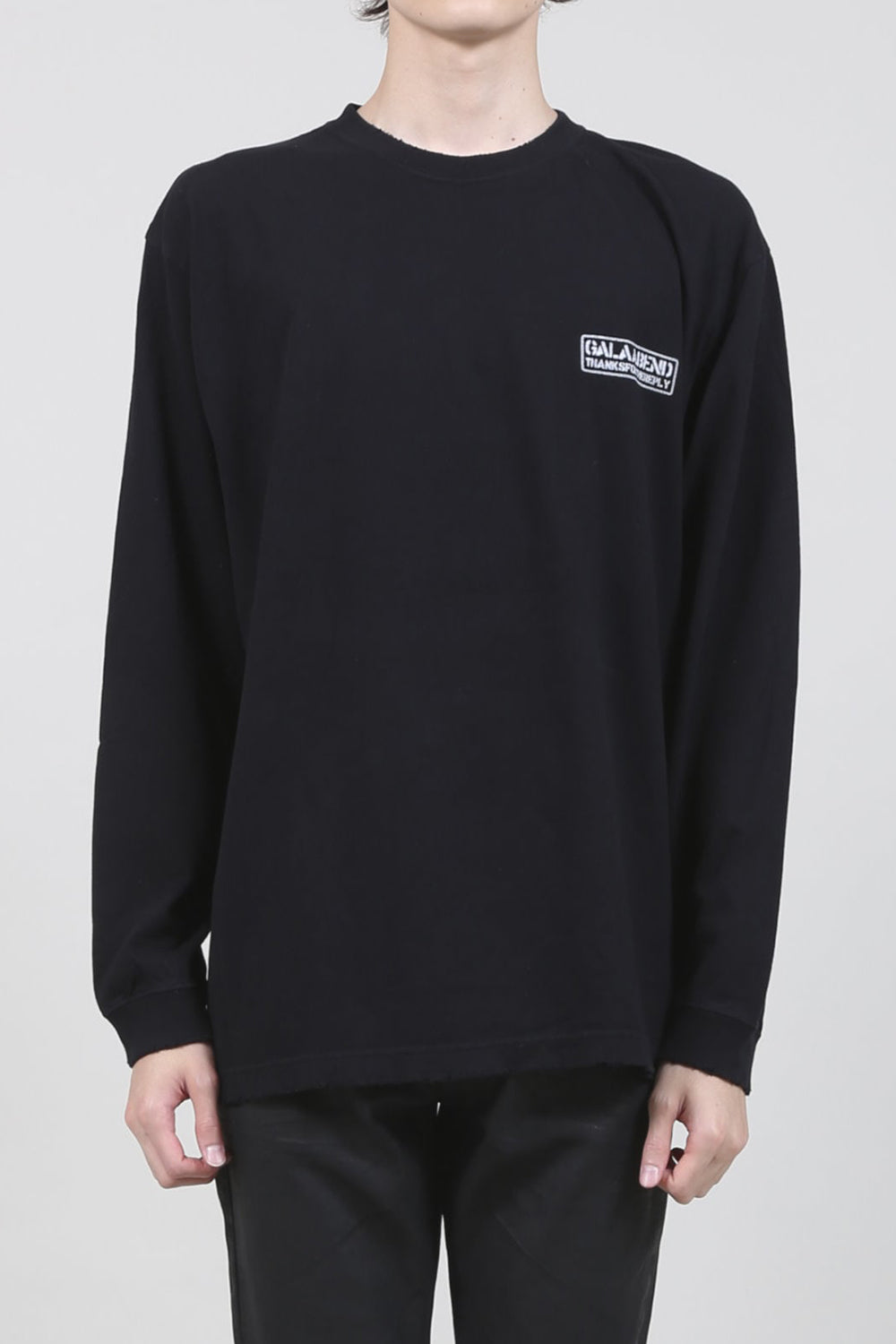 Heavy Weight Jersey Damage Long Sleeves T-shirt Black