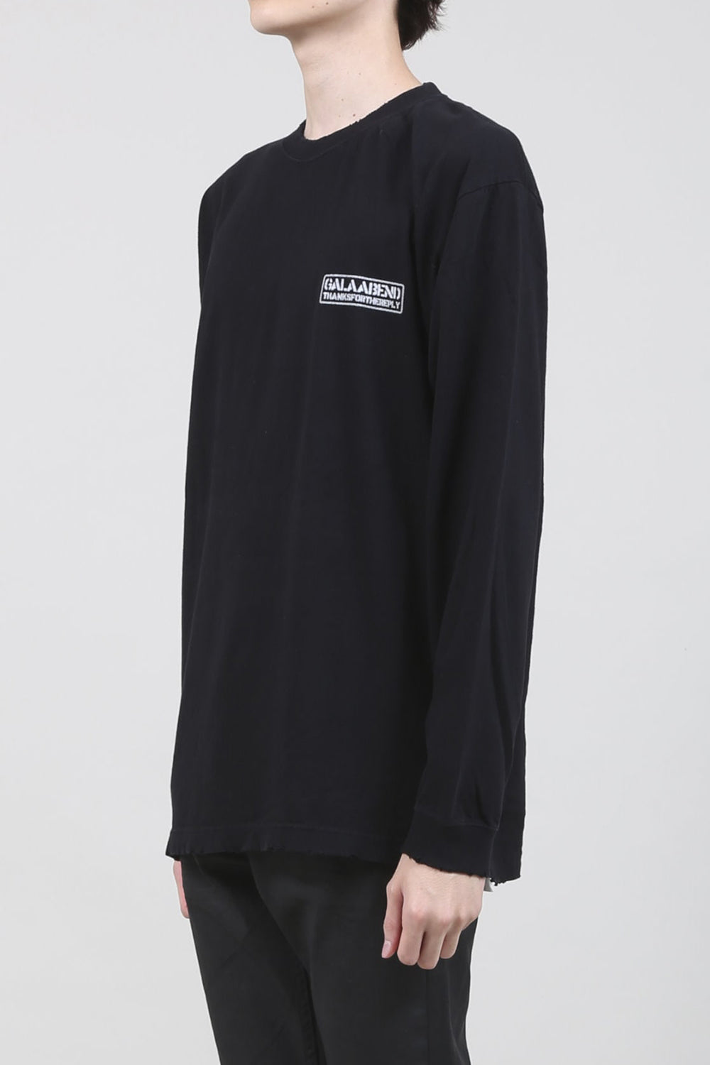 Heavy Weight Jersey Damage Long Sleeves T-shirt Black