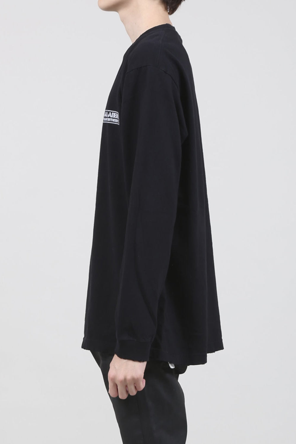 Heavy Weight Jersey Damage Long Sleeves T-shirt Black