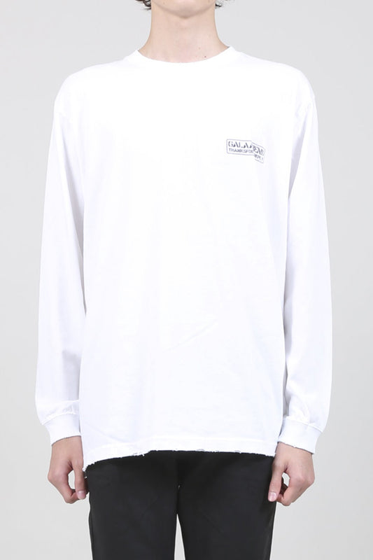 Heavy Weight Jersey Damage Long Sleeves T-shirt White