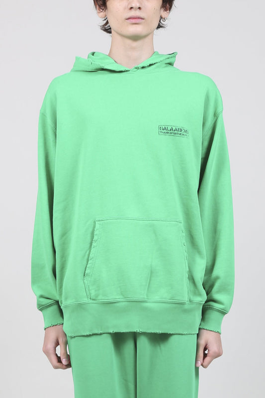 ミドル裏毛 タメージフーディー ブライト グリーン