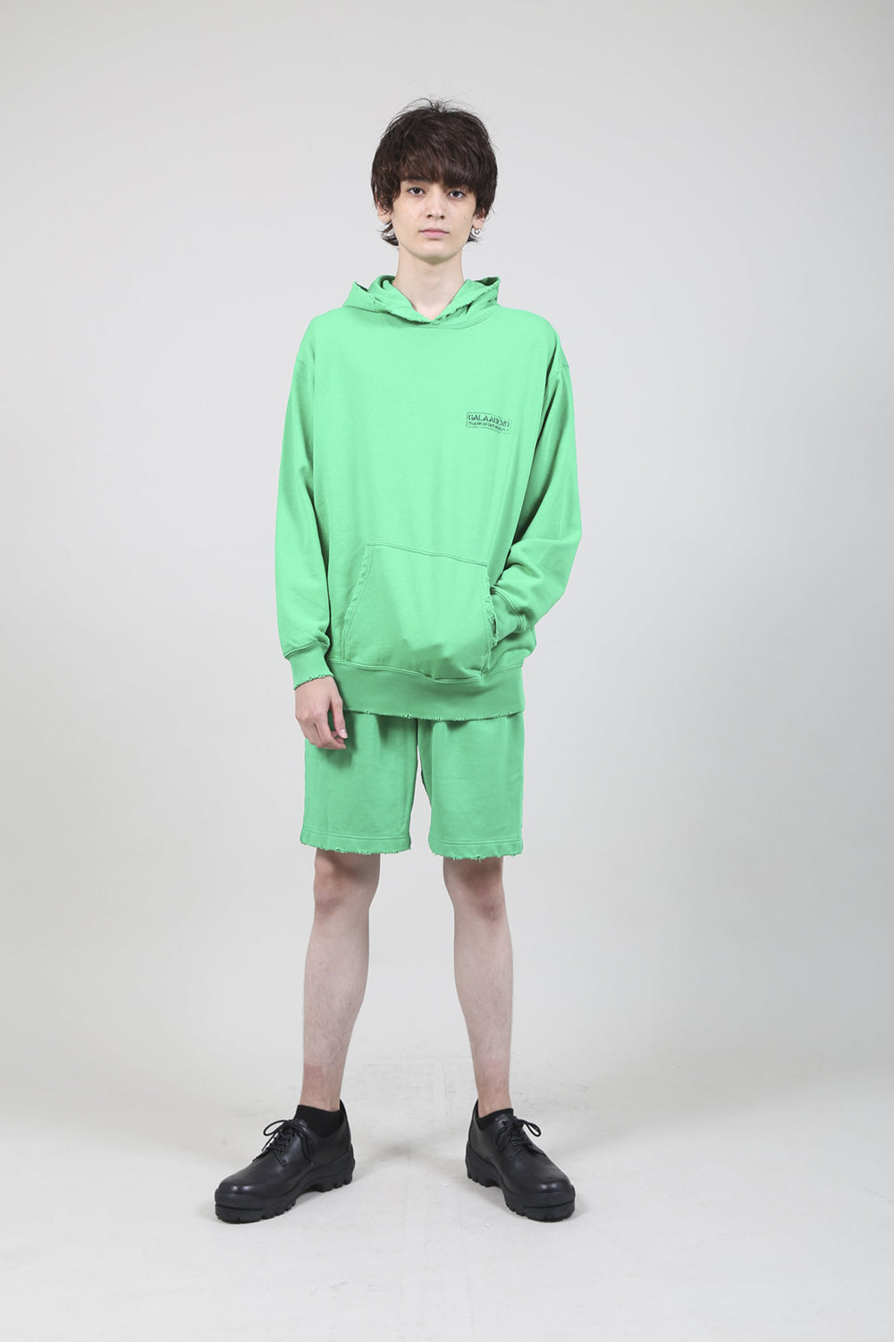 ミドル裏毛 タメージフーディー ブライト グリーン