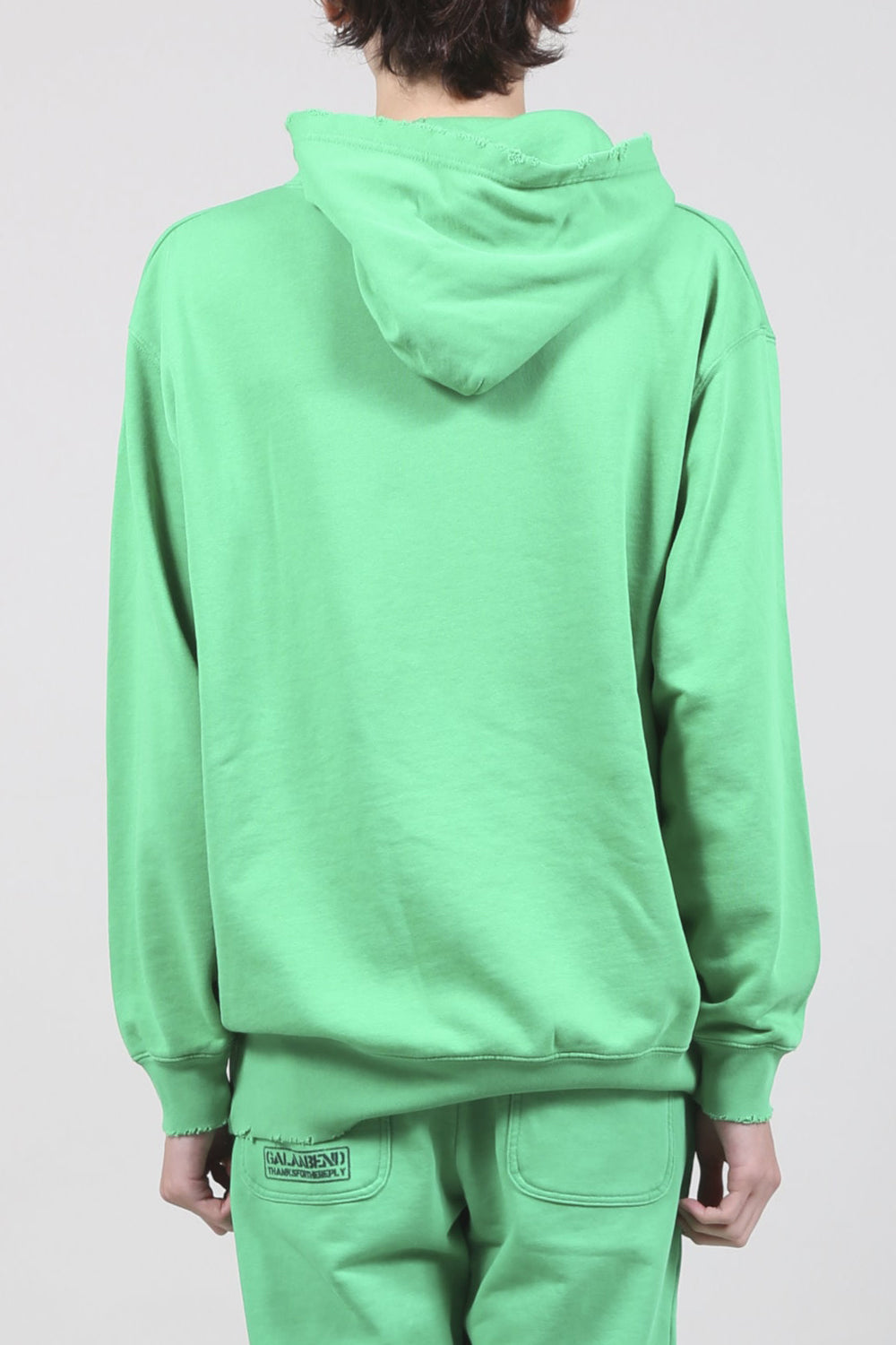 ミドル裏毛 タメージフーディー ブライト グリーン