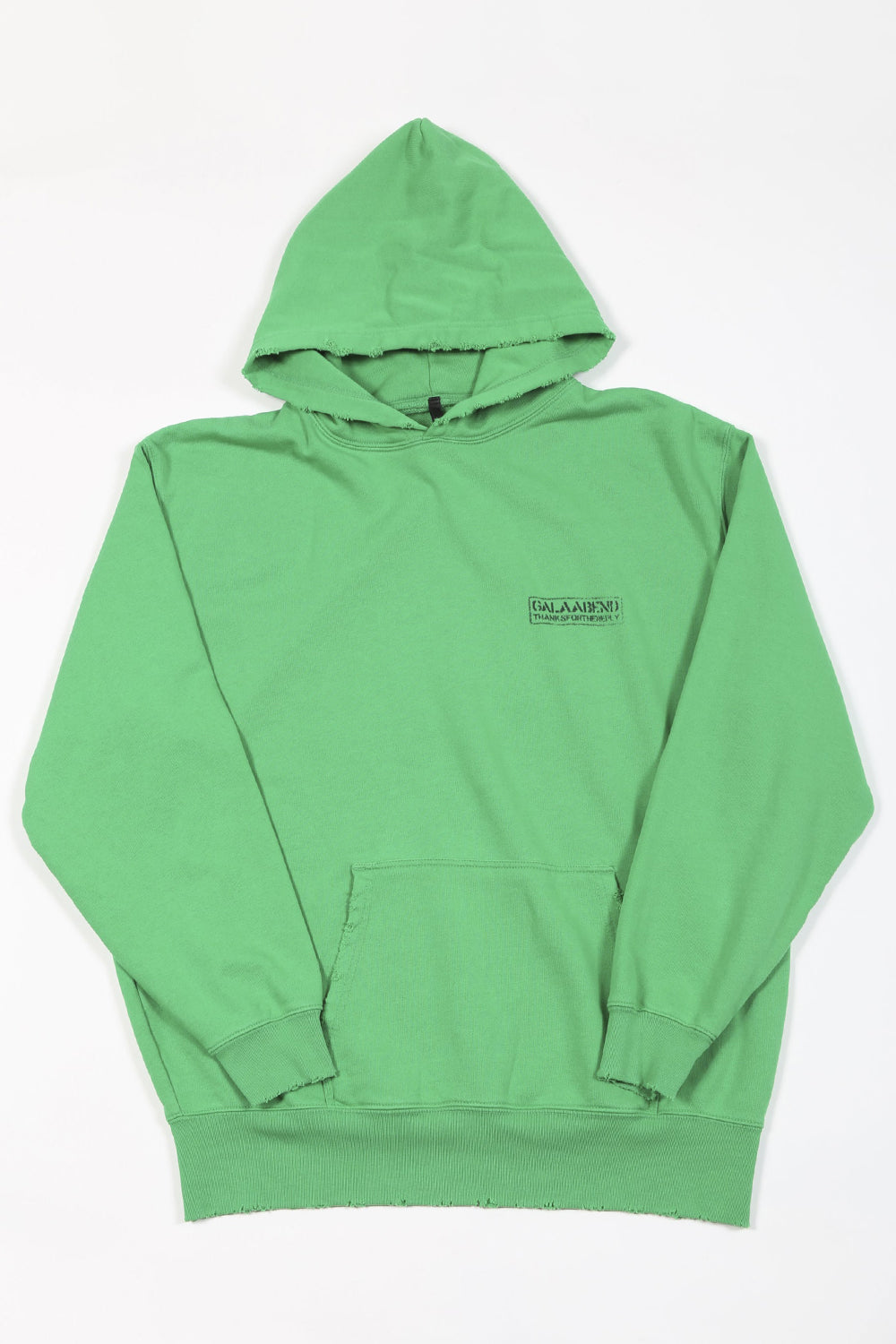 ミドル裏毛 タメージフーディー ブライト グリーン