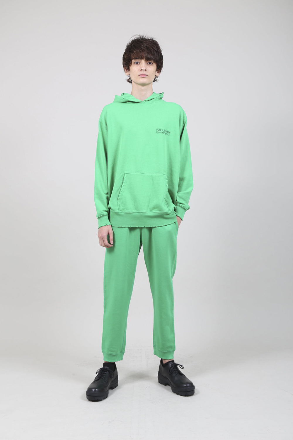 ミドル裏毛 タメージフーディー ブライト グリーン