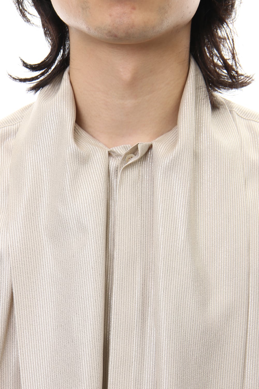 Super Bright Glitter Stripe Tie Collar Shirt