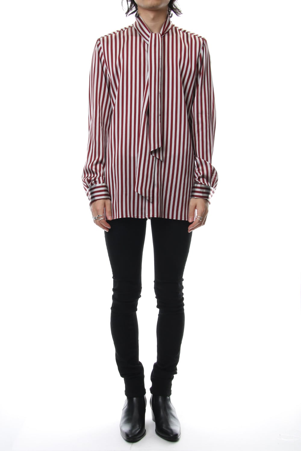 Candy Stripe Tie Collar Shirt