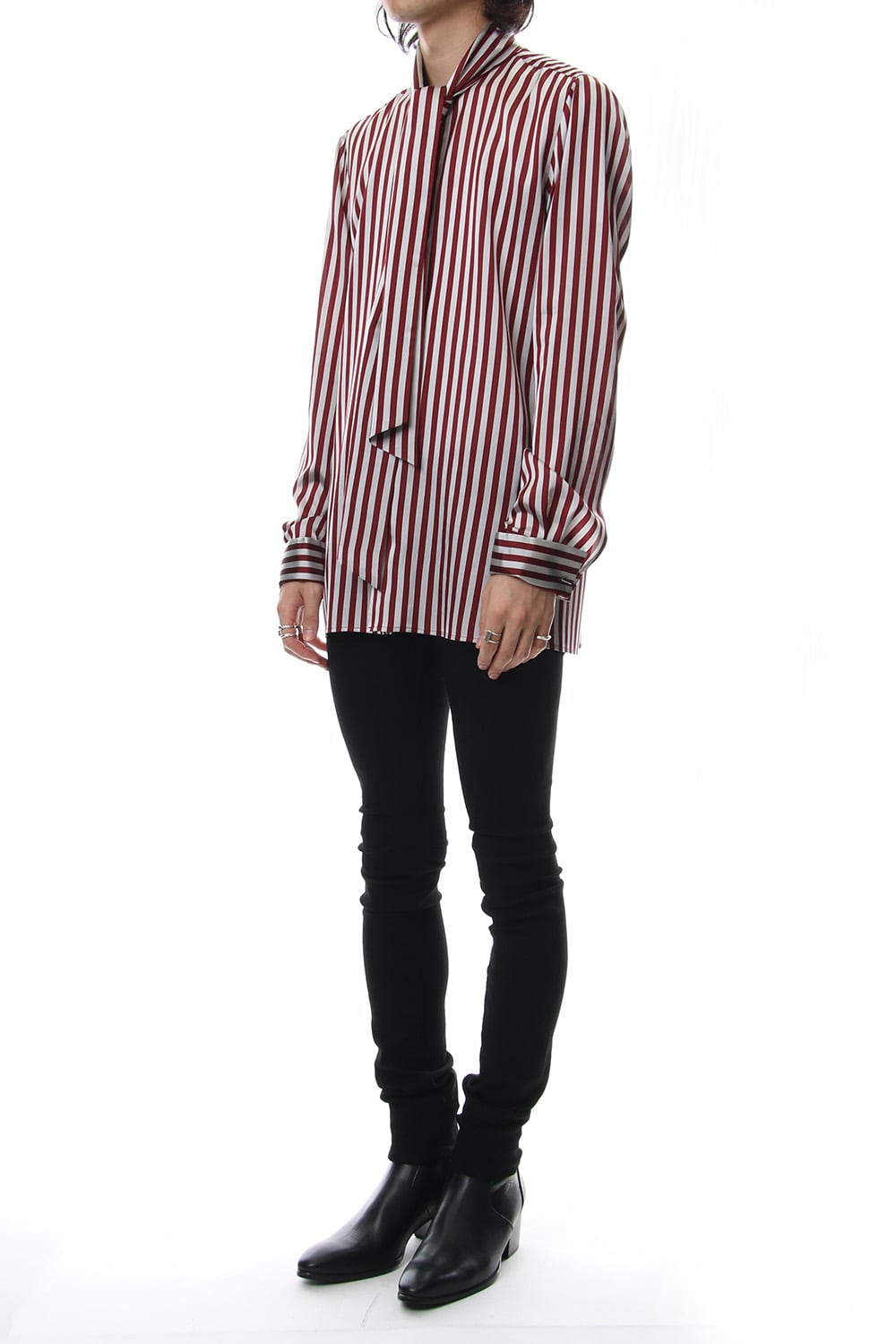 Candy Stripe Tie Collar Shirt