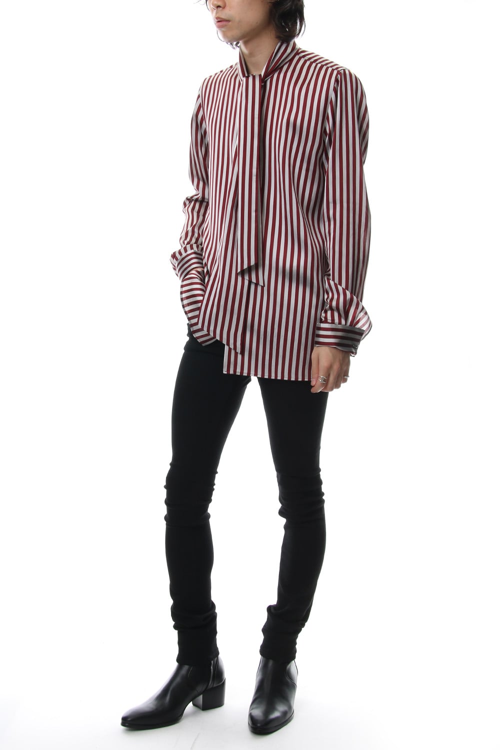 Candy Stripe Tie Collar Shirt