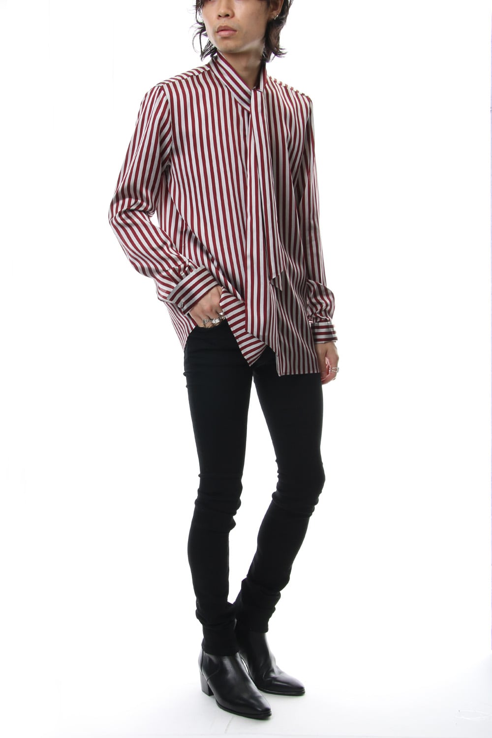 Candy Stripe Tie Collar Shirt