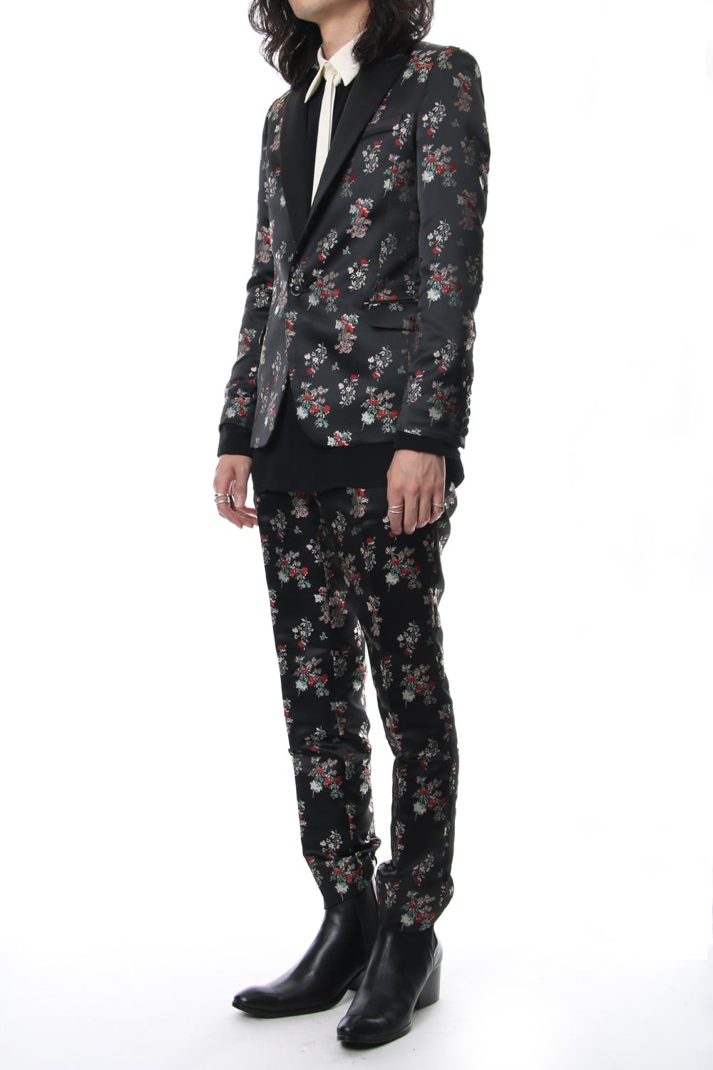 Satin Flower Jacquard Slacks
