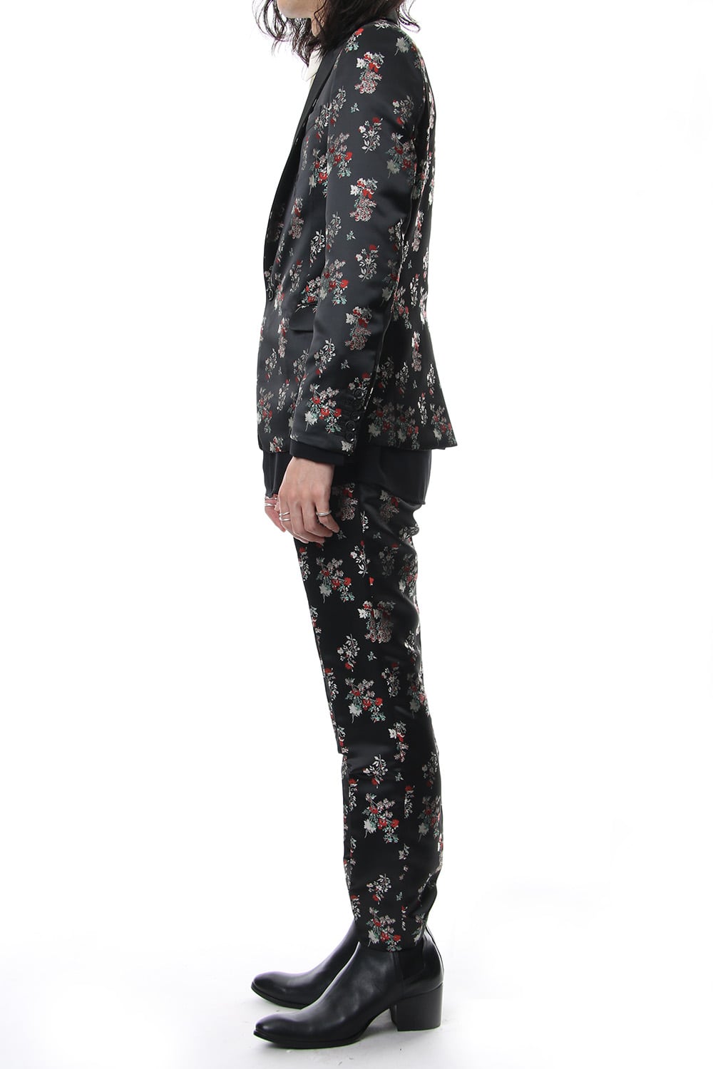 Satin Flower Jacquard Slacks