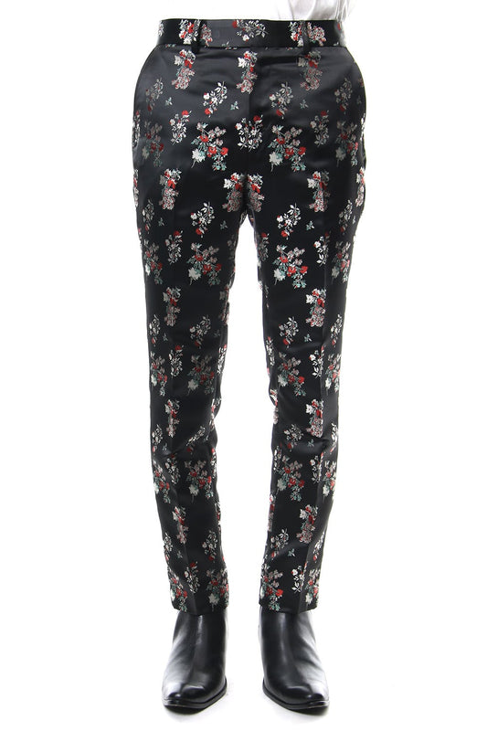Satin Flower Jacquard Slacks