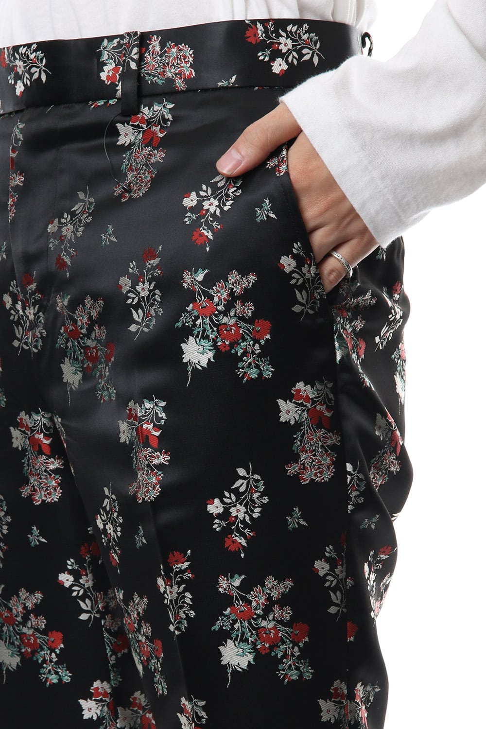 Satin Flower Jacquard Slacks