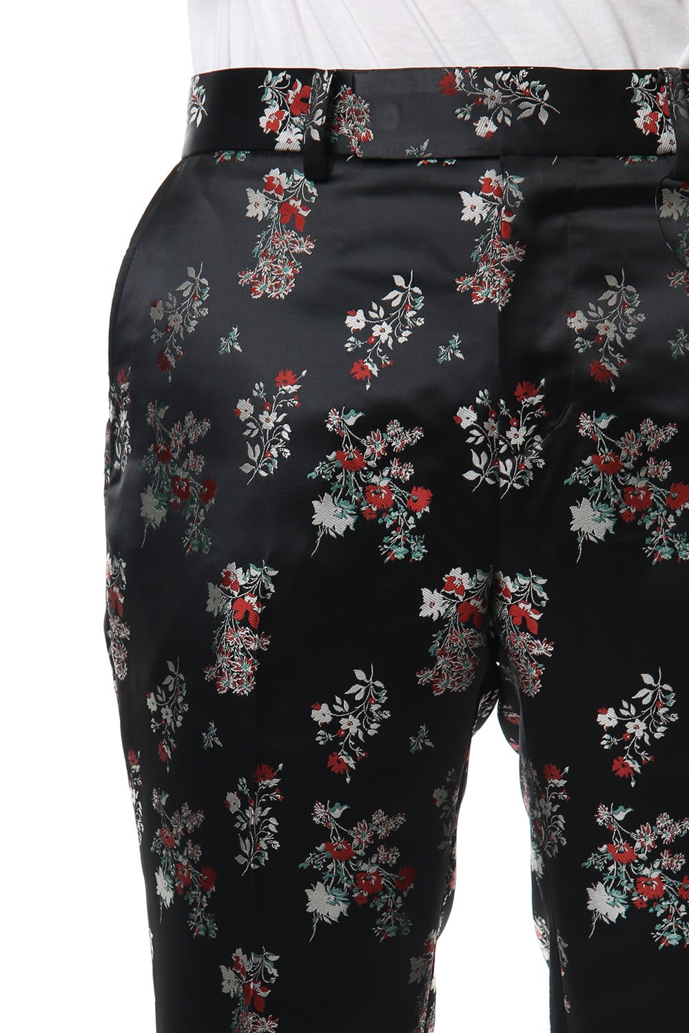 Satin Flower Jacquard Slacks