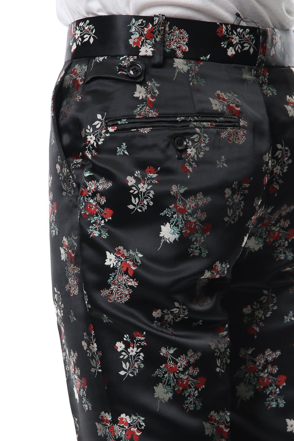 Satin Flower Jacquard Slacks
