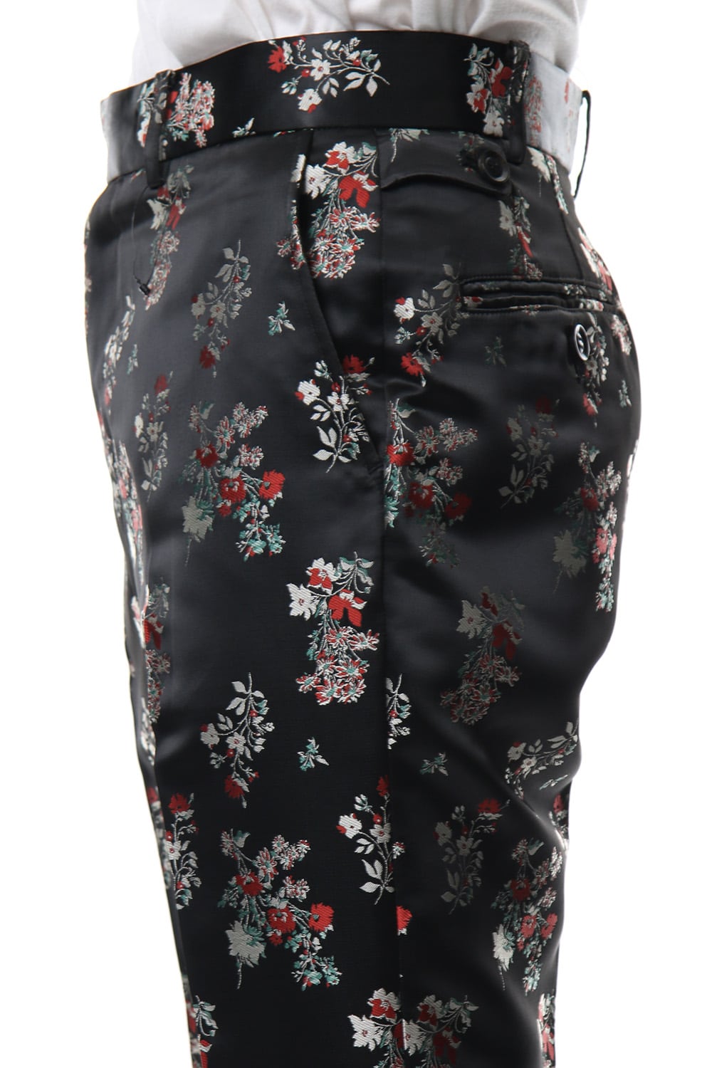 Satin Flower Jacquard Slacks