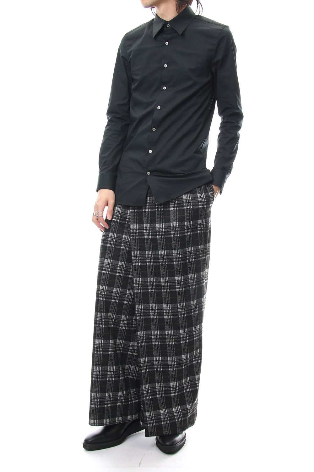 Classic Check Jacquard Knit Warp Pants