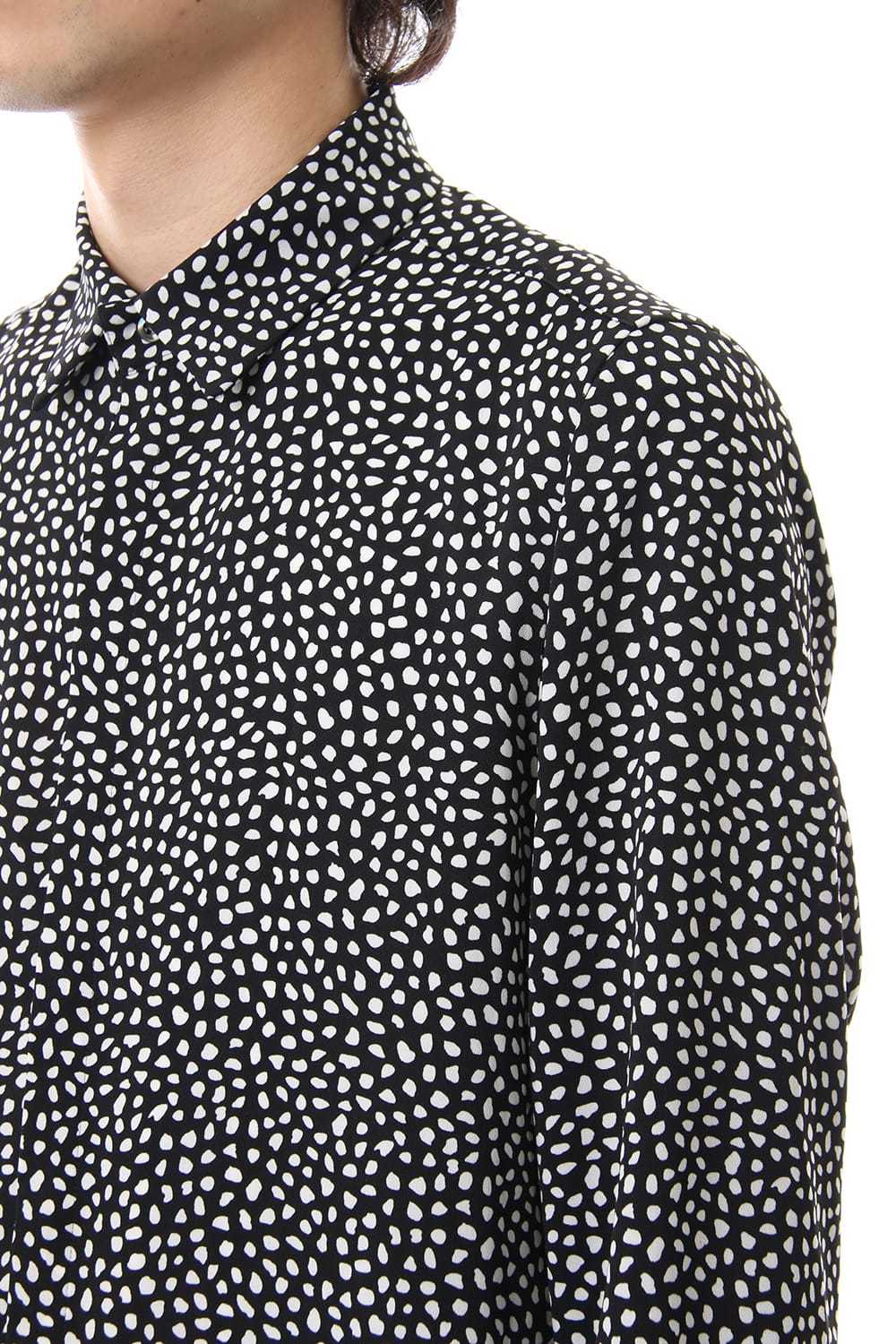 Chiffon Leopard dot print shirt Black×Off White