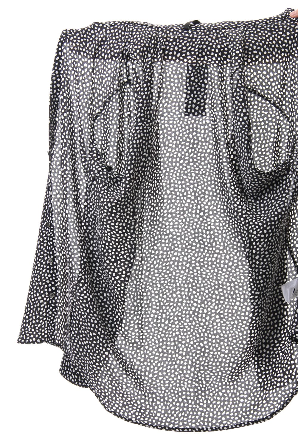 Chiffon Leopard dot print shirt Black×Off White