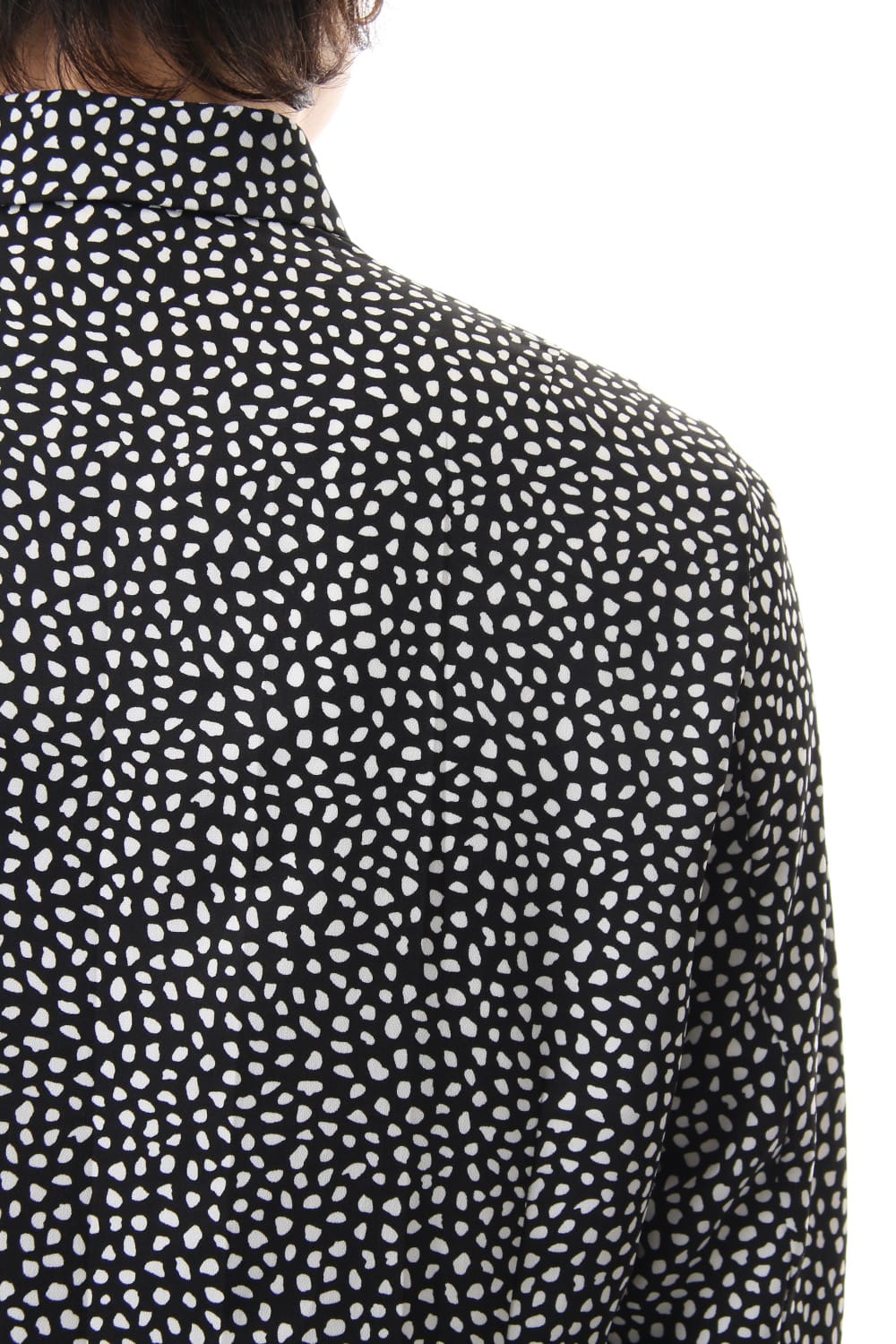 Chiffon Leopard dot print shirt Black×Off White