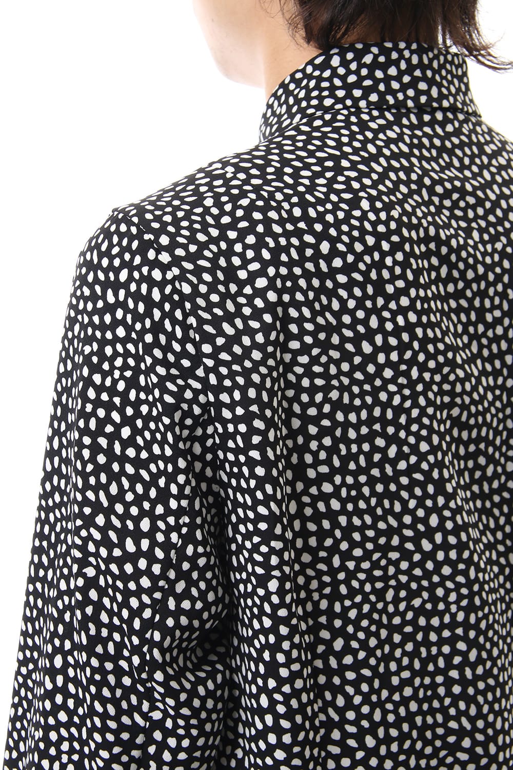 Chiffon Leopard dot print shirt Black×Off White