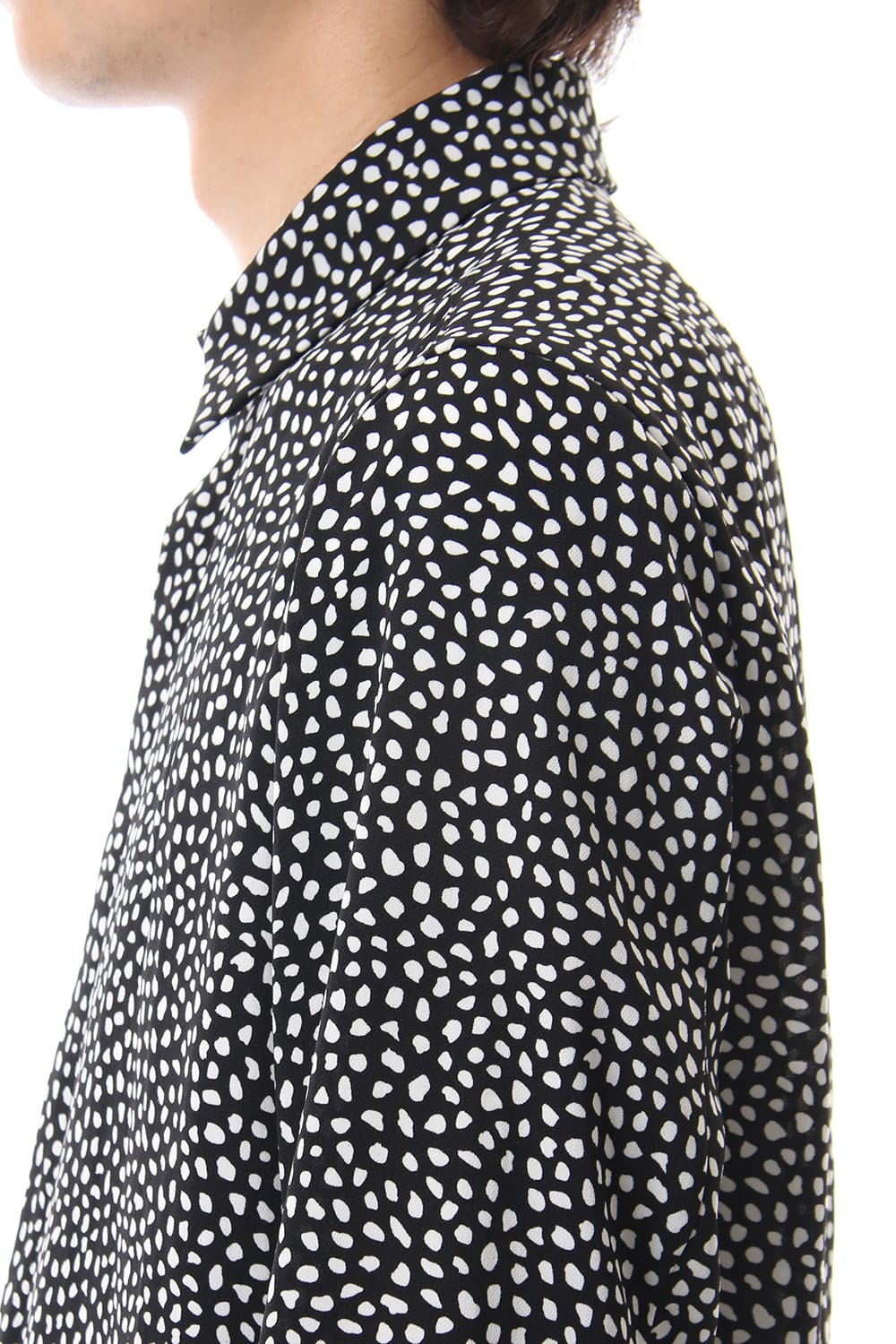 Chiffon Leopard dot print shirt Black×Off White