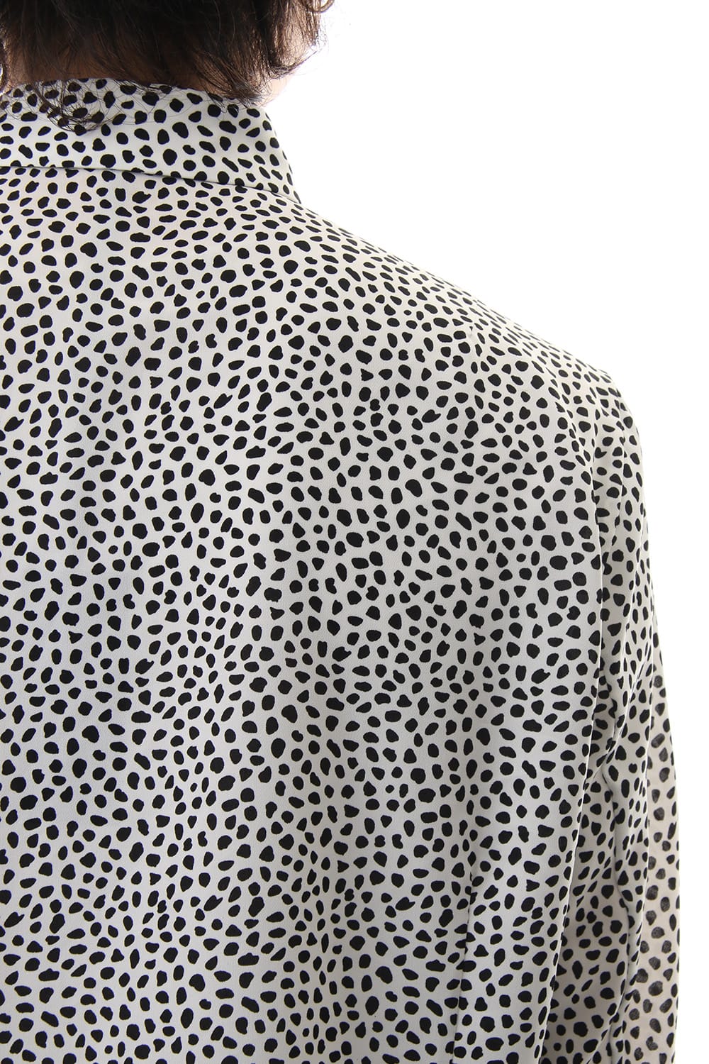 Chiffon Leopard dot print shirt Off White×Black