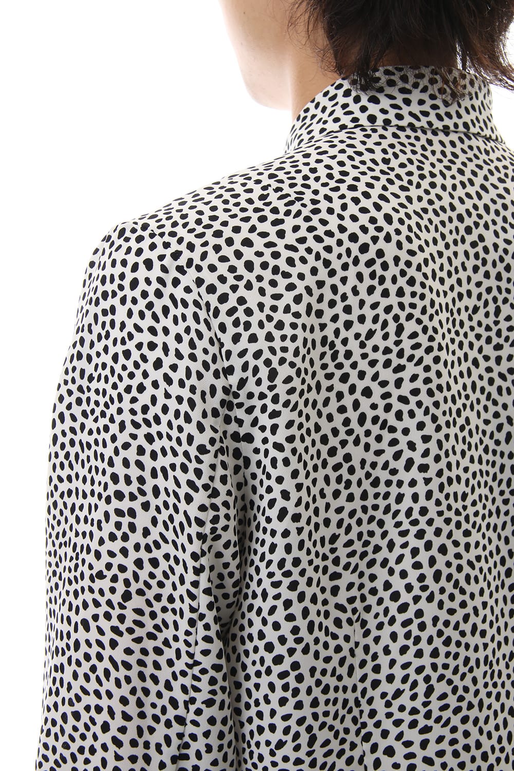 Chiffon Leopard dot print shirt Off White×Black