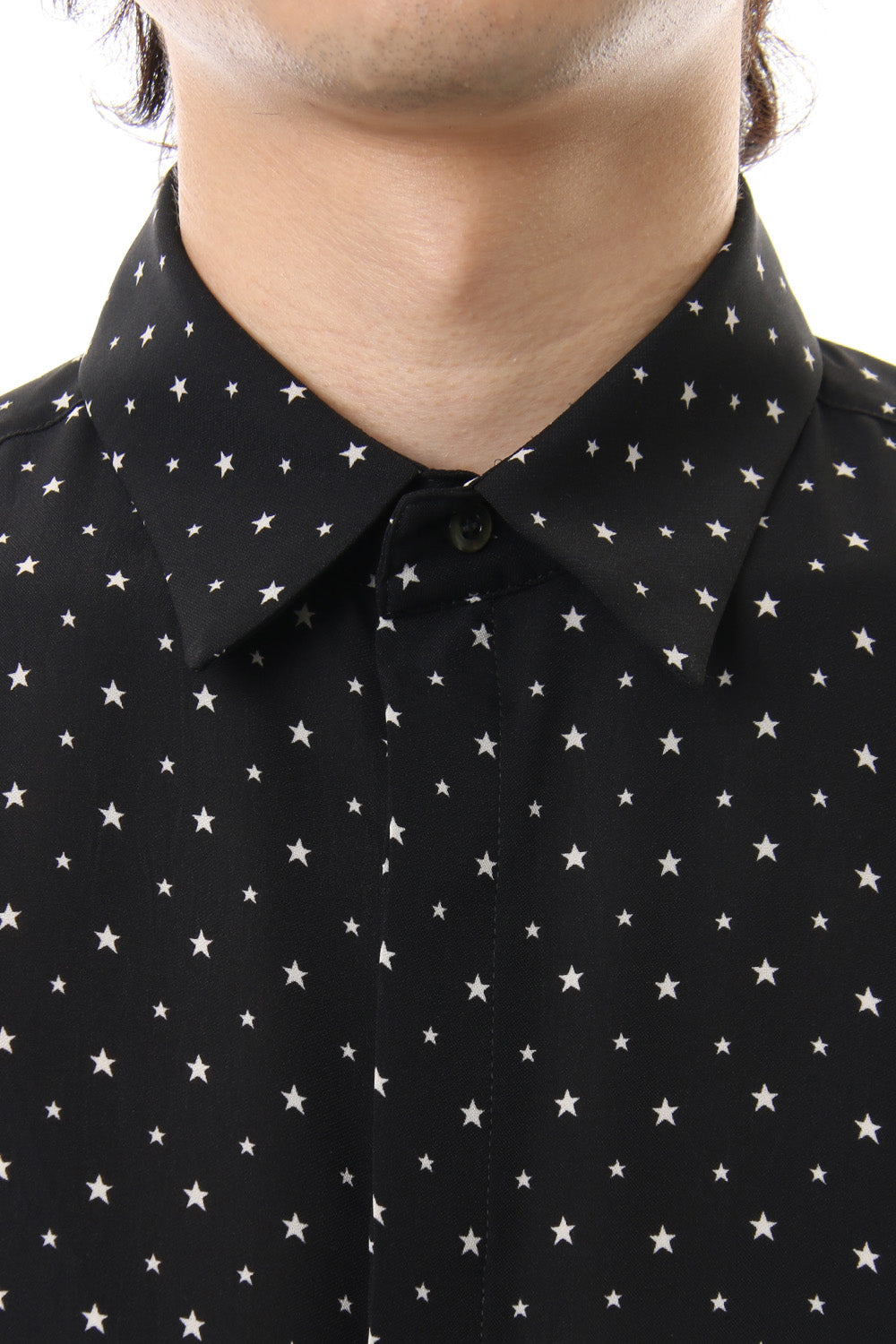 Chiffon star print shirt Black × Off White