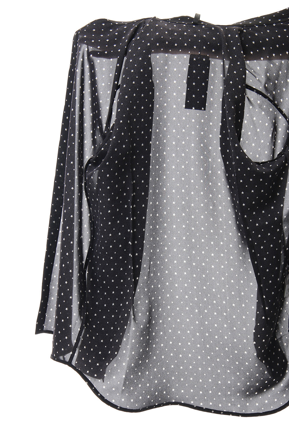 Chiffon star print shirt Black × Off White