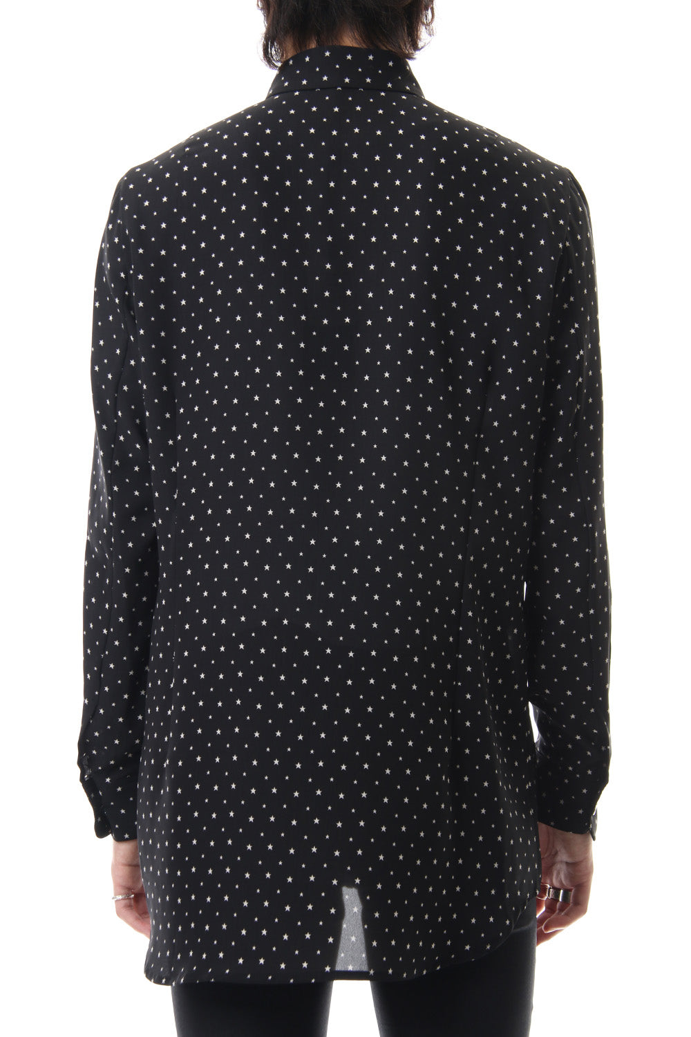 Chiffon star print shirt Black × Off White