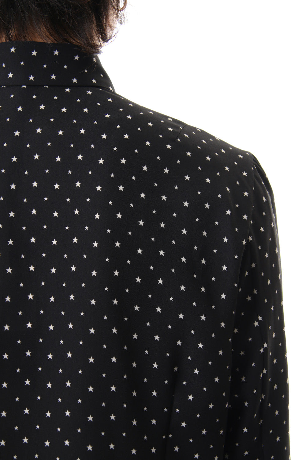 Chiffon star print shirt Black × Off White