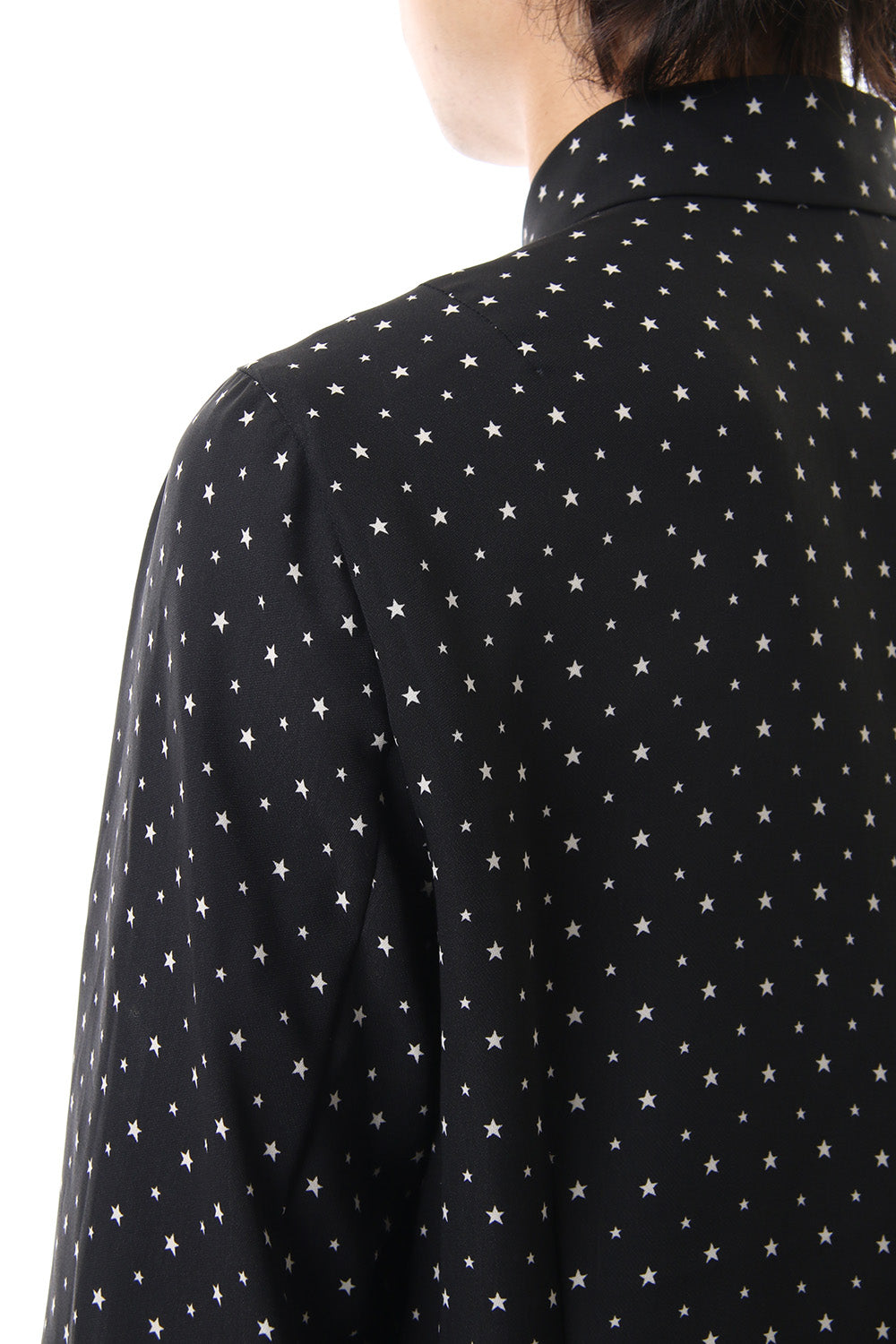 Chiffon star print shirt Black × Off White