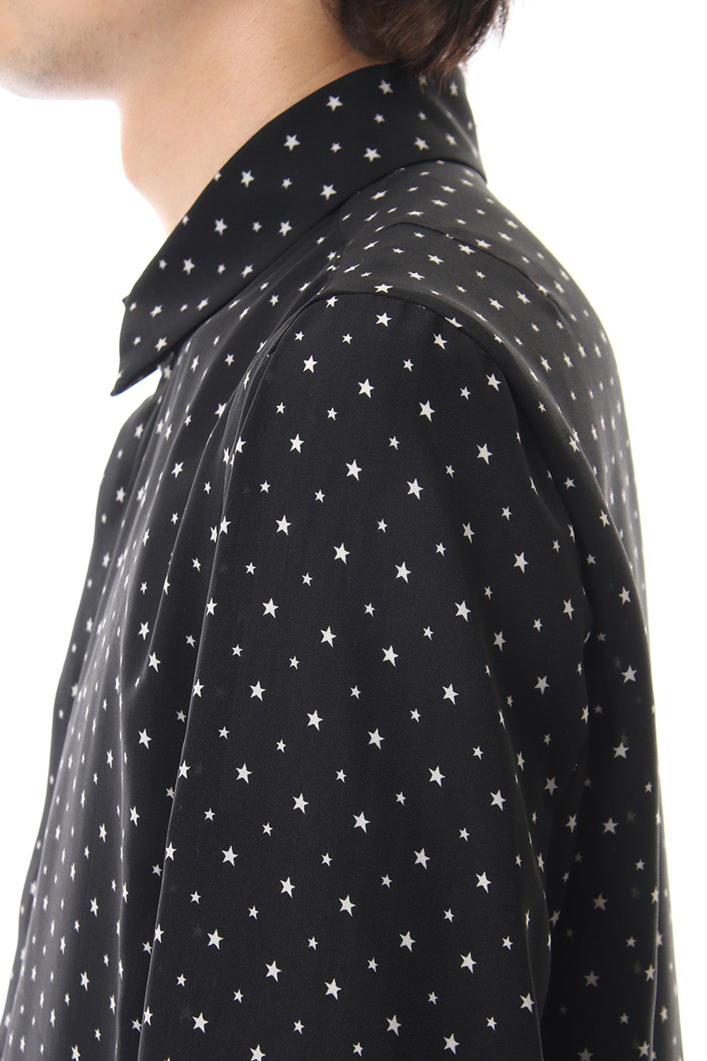 Chiffon star print shirt Black × Off White