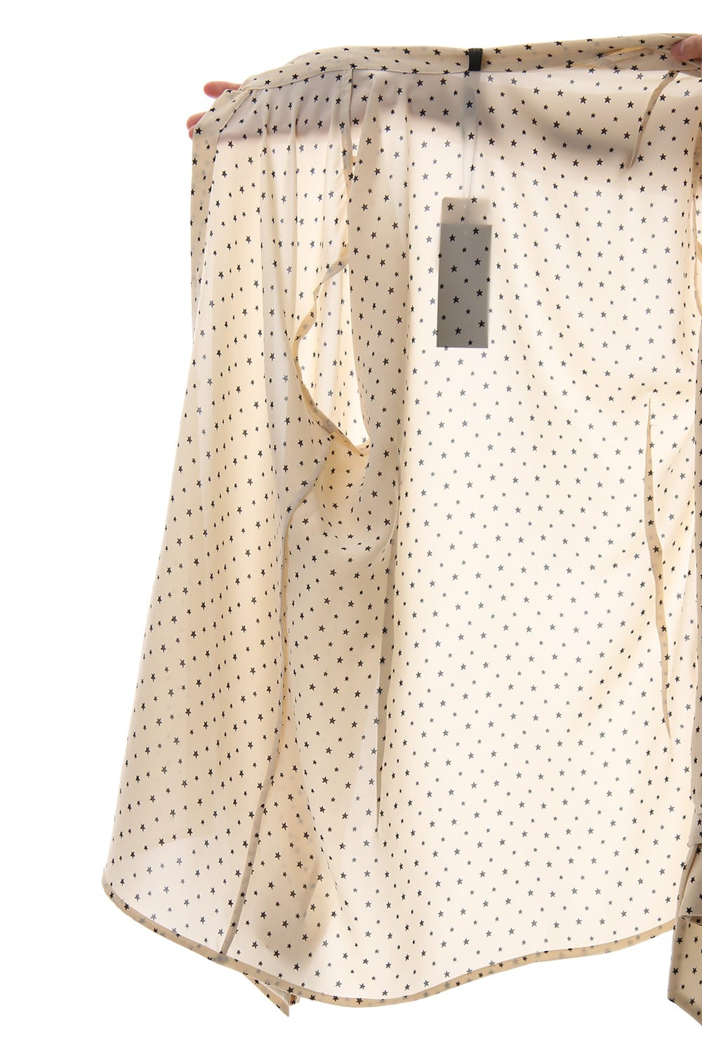 Chiffon star print tie neck shirt Cream × Black