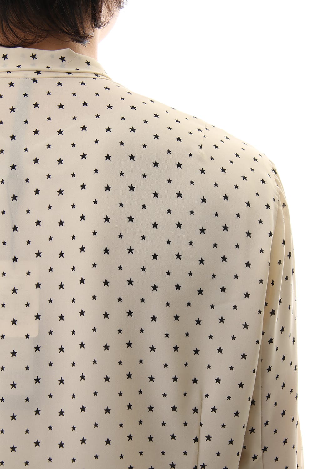 Chiffon star print tie neck shirt Cream × Black