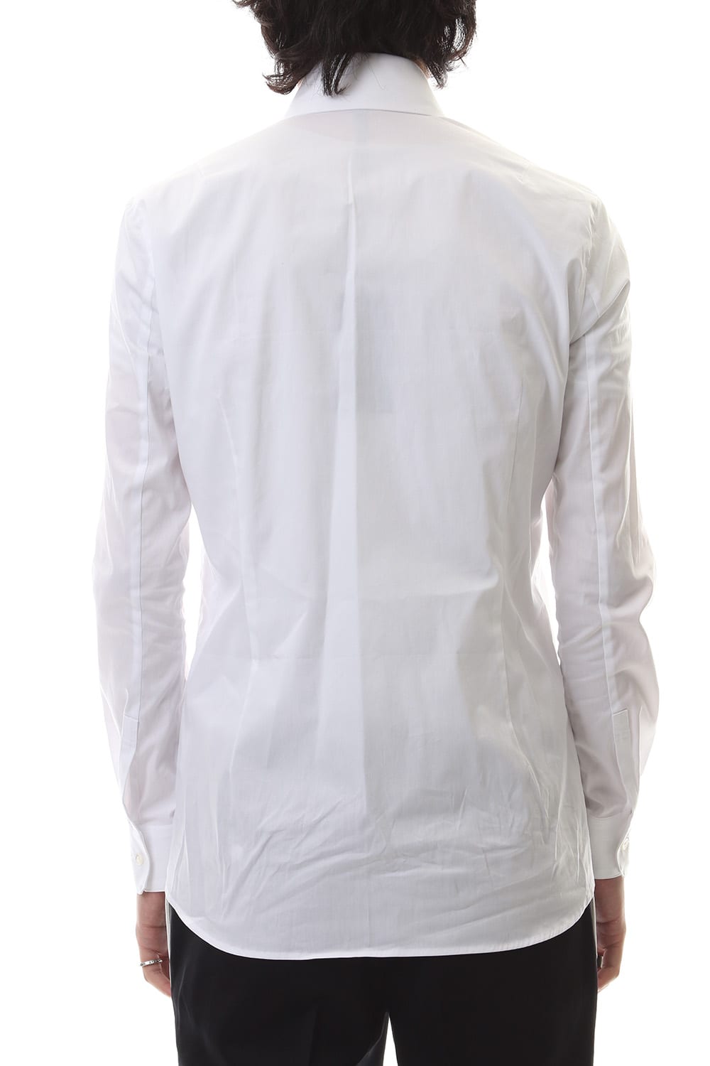 Broad cross stretch pleated bosom shirt White